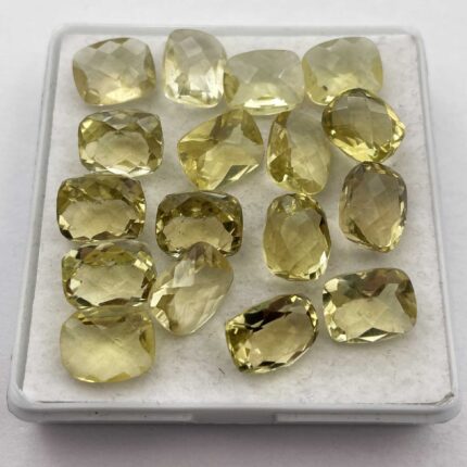 Natural Lemon Quartz Cushion Checker Cut Loose Stone Lot 20 Pcs 8*10 MM 61 CT