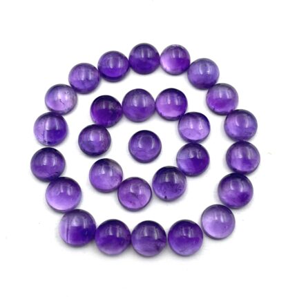 Natural African Amethyst Round Cabochon Loose Gemstone Lot 51 Pcs 7 MM 70 CT