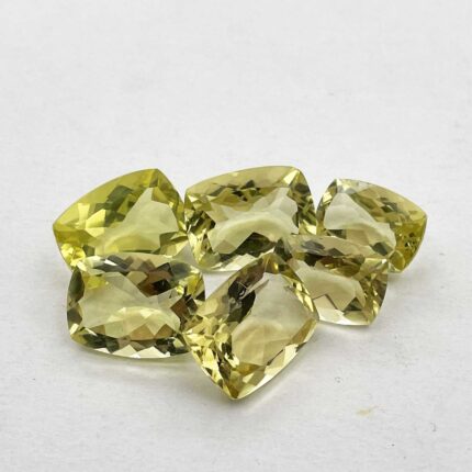 Natural Lemon Quartz Cushion Cut Loose Stone Lot 6 Pcs 10*14-12*16 MM 49 CT