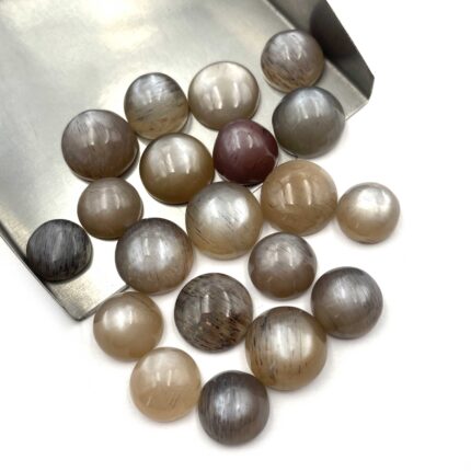 Natural Gray Moonstone Round Cabochon Loose Gemstone Lot 20 Pcs 11-14 MM 164 CT