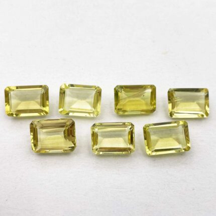 Natural Lemon Quartz Octagon Cut Loose Stone Lot 7 Pcs 8*11 MM 23 CT