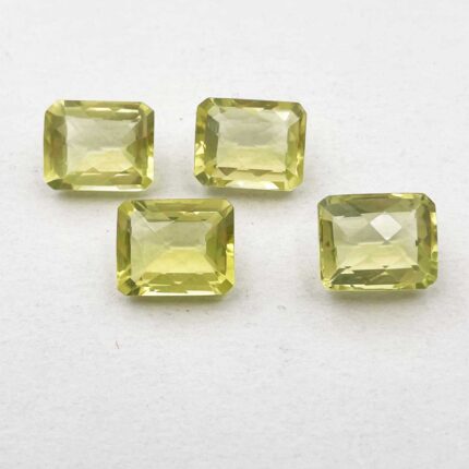 Natural Lemon Quartz Octagon Checker Cut Loose Stone Lot 4 Pcs 9*11 MM 18 CT