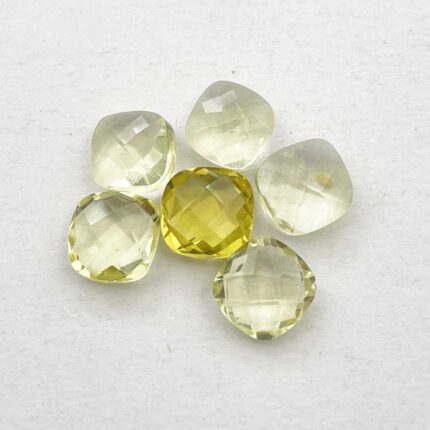 Natural Lemon Quartz Cushion Briolette Cut Loose Gemstone Lot 7-8 MM 11 CT 6 Pcs