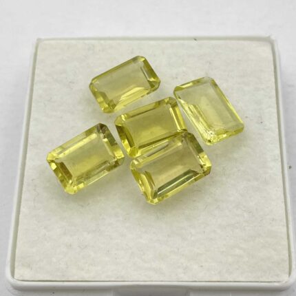 Natural Lemon Quartz Octagon Cut Loose Gemstone Lot 5 Pcs 7*10-7*11 MM 12 CT