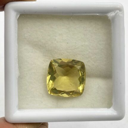 Natural Lemon Quartz Cushion Cut Loose Gemstone 14 MM 9 CT