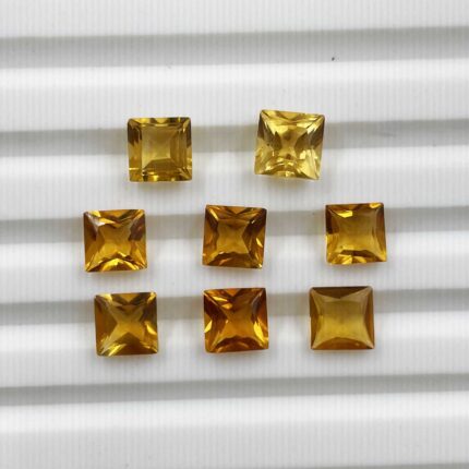 Natural Brandy Citrine Square Cut Loose Gemstone Lot 8 Pcs 5.5-6 MM 7.45 CT