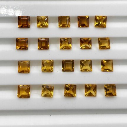 Natural Brandy Citrine Square Cut Loose Gemstone Lot 15 Pcs 4 MM 5 CT
