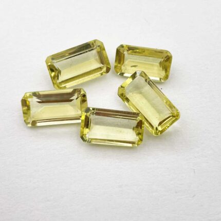 Natural Lemon Quartz Octagon Cut Loose Gemstone Lot 6*10.5-6.5*11 MM 11 CT 5 Pcs