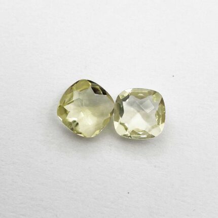 Natural Lemon Quartz Cushion Checker Cut Loose Gemstone 10 MM 6.55 CT 2 Pcs