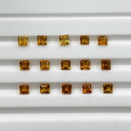 Natural Brandy Citrine Square Cut Loose Gemstone Lot 72 Pcs 3 MM 10 CT