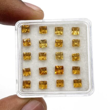 Natural Brandy Citrine Square Cut Loose Gemstone Lot 22 Pcs 3.5 MM 5 CT