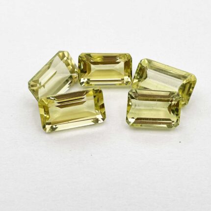 Natural Lemon Quartz Octagon Cut Loose Gemstone Lot 7*9-7*12 MM 15 CT 5 Pcs