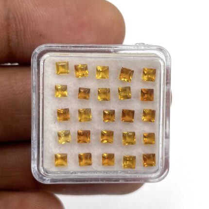 Natural Brandy Citrine Square Cut Loose Gemstone Lot 123 Pcs 2.5 MM 10 CT