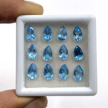 Natural Swiss Blue Topaz Pear Cut Loose Gemstone Lot 10 Pcs 5*8 MM 10 CT