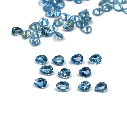 Natural Swiss Blue Topaz Pear Cut Loose Gemstone Lot 28 Pcs 4*5 MM 10 CT