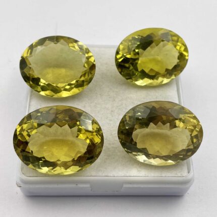 Natural Lemon Quartz Oval Cut Loose Gemstone Lot 4 Pcs 18*23-19*23 MM 118 CT