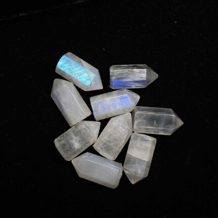 Natural Rainbow Moonstone Faceted One Point Pencil Stone Lot 4 Pcs 7*15 MM