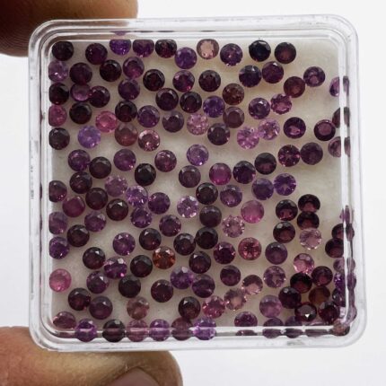 Natural Rhodolite Garnet Round Cut Loose Gemstone 100 Pcs 2.5 MM