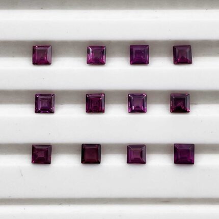 Natural Rhodolite Garnet Square Cut Loose Stone Lot 13 Pcs 3 MM 2 CT