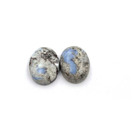 Natural Blue Opal Oval Cabochon Loose Stone Lot 2 Pcs 20*25 MM 63 CT