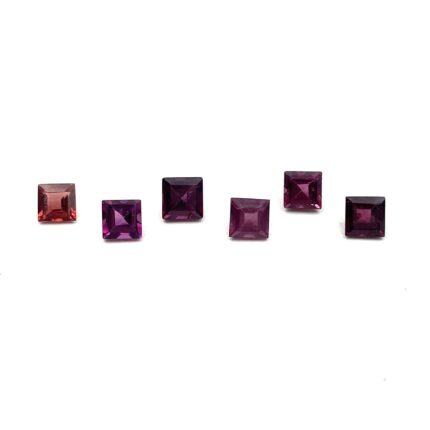 Natural Rhodolite Garnet Square Cut Loose Gemstone Lot 6 Pcs 4 MM 2 CT
