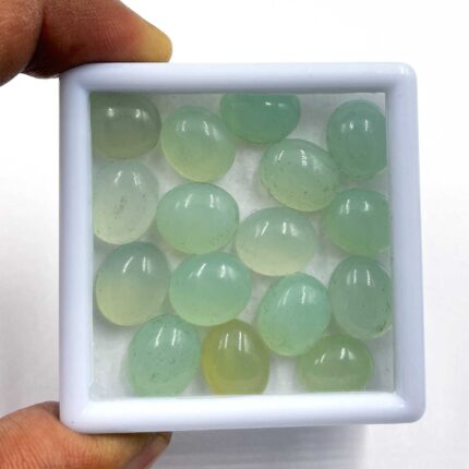Natural Aqua Chalcedony Oval Cabochon Loose Stone 15 Pcs 10*11-10*12 MM 86.55 CT