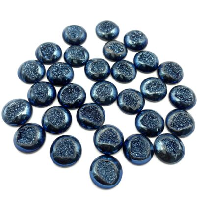 Natural Drusy Quartz Round Cabochon Blue Color  Stone 8 Pcs 20MM 100 CT