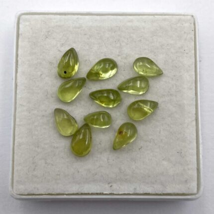 Natural Peridot Pear Cabochon Loose Gemstone Lot 11 Pcs 4*7 mm 7 CT