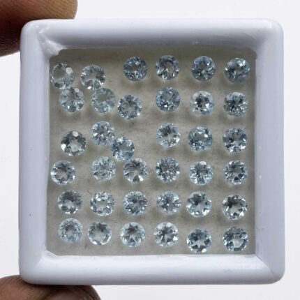 Natural Sky Blue Topaz Round Cut Loose Gemstone Lot 32 Pcs 4 MM 10 CT