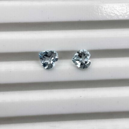 Natural Sky Blue Topaz Heart Cut Loose Gemstone Lot 2 Pcs 5 MM 1 CT
