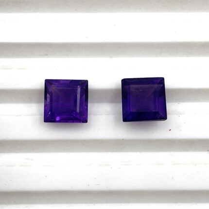 Natural African Amethyst Square Cut Loose Gemstone Lot 2 Pcs 7 MM 3.5 CT