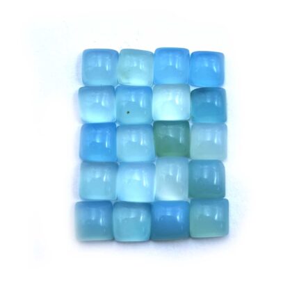 Natural Blue Chalcedony Cushion Cabochon Blue Color 32 Pcs 7 MM 70 CT