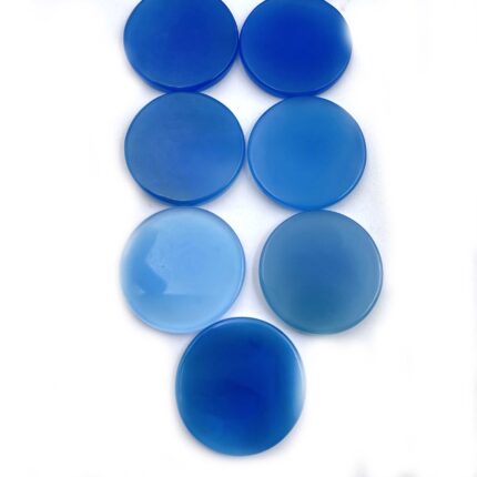 Natural Blue Chalcedony Round Cabochon Blue Color 2 Pcs 37 MM 124 CT