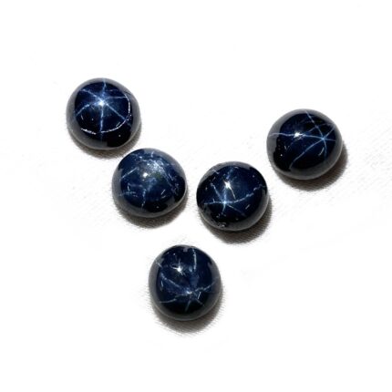 Natural Star Blue Sapphire Round Diopside Cabochon Gemstone Lot 2 Pcs 7 MM 4 CT