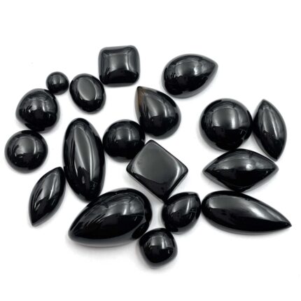 Natural Black Onyx Mix Cabochon Loose Gemstone Lot 24-26 Pcs 5x7-13x17 MM 100 CT