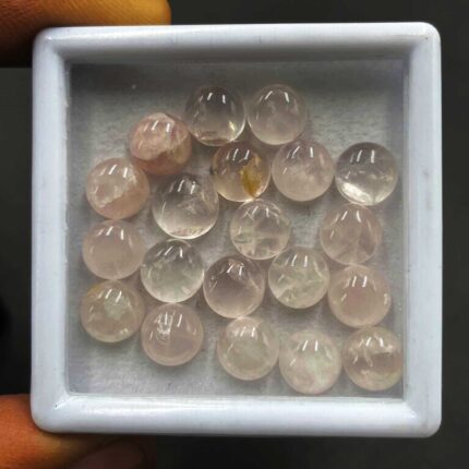 Natural Rose Quartz Round Cabochon Loose Stone Lot 20 Pcs 8 MM 46 CT