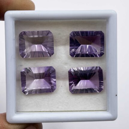 Natural Pink Amethyst Octagon Concave Cut Gemstone Lot 6 Pcs 12*16 MM 62 CT