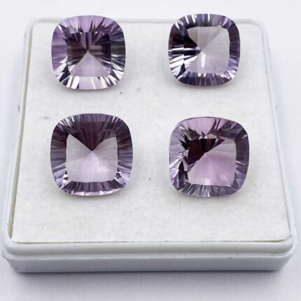 Natural Pink Amethyst Cushion Concave Cut Loose Gemstone Lot 4 Pcs 14 MM 42 CT