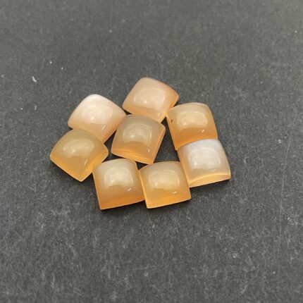 Natural Peach Moonstone Square Cabochon Loose Gemstone Lot 8 Pcs 9 MM 35 CT