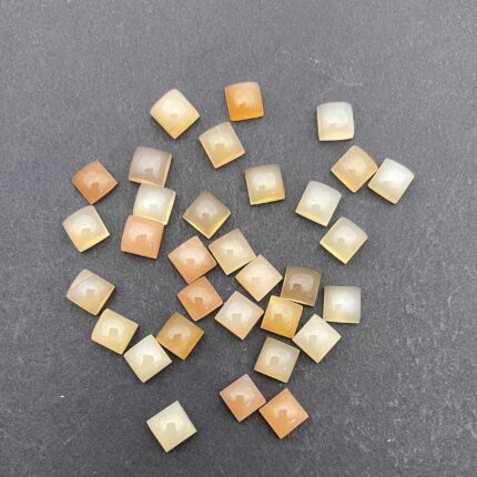 Natural Peach Moonstone Square Cabochon Loose Gemstone Lot 76 Pcs 7 MM 167 CT