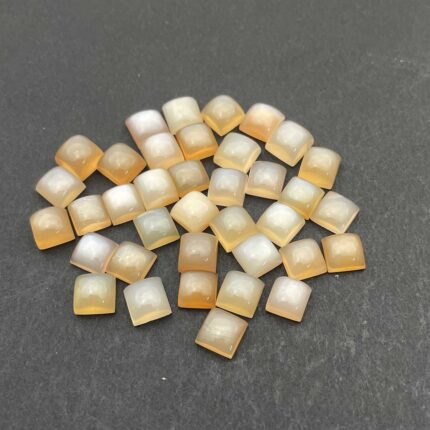Natural Peach Moonstone Square Cabochon Loose Gemstone Lot 75 Pcs 7 MM 165 CT