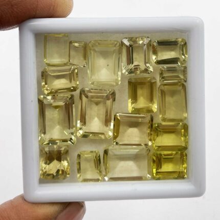 Natural Lemon Quartz Octagon Loose Gemstone Lot 26 Pcs 5*7-10*14 MM 98 CT