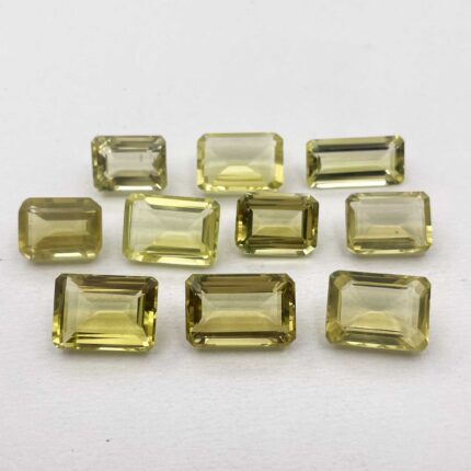 Natural Lemon Quartz Octagon Loose Gemstone Lot 9 Pcs 10*14-13*18 MM 100 CT