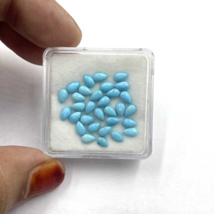 Natural Sleeping Beauty Turquoise Pear Cabochon Stone Lot 31 Pcs 3*5 MM 6 CT