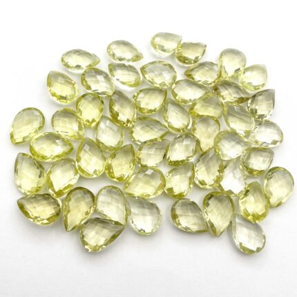 Natural Lemon Quartz Pear Briolette Cut Loose Stone Lot 12 Pcs 13*18 MM 109 CT