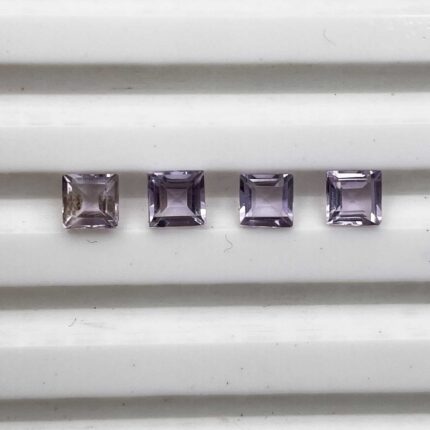 Natural Pink Amethyst Square Cut Loose Gemstone Lot 4 Pcs 4 MM 1 CT
