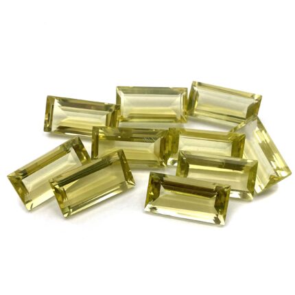 Natural Lemon Quartz Baguette Cut Loose Stone Lot 9 Pcs 10*20 MM 100 CT