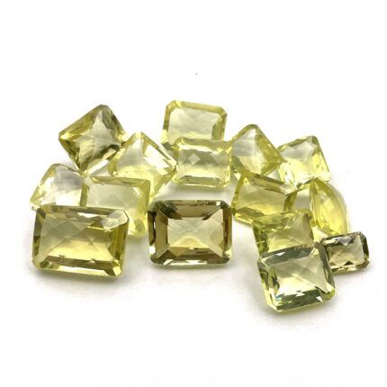 Natural Lemon Quartz Octagon Checker Cut Stone Lot 14 Pcs 9*11-11*16 MM 76 CT
