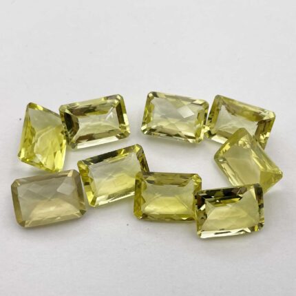 Natural Lemon Quartz Octagon Checker Cut Stone Lot 9 Pcs 10*14 MM 64 CT