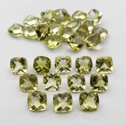Natural Lemon Quartz Cushion Checker Cut Loose Stone Lot 18 Pcs 9 MM 51 CT